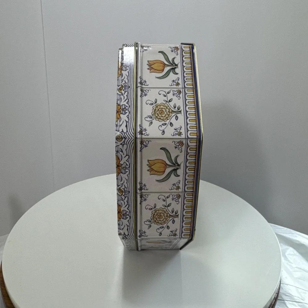 Vintage 90s Limited Edition Collector Decorative Floral Vase Tin Box Canister